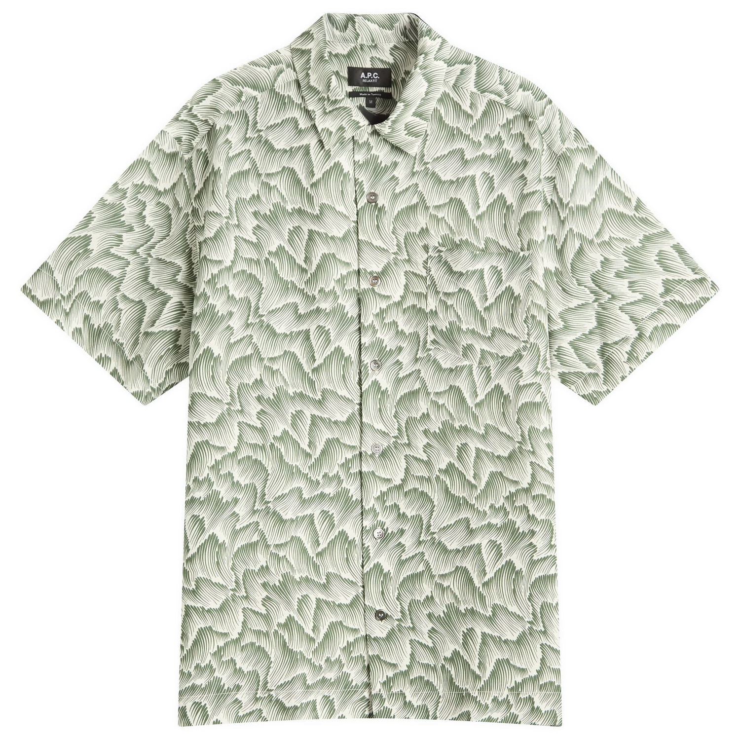 Košeľa A.P.C. A.P.C. Roy Wave Print Shirt, Size Small Zelené | VIALX-H12608-KAF, 1