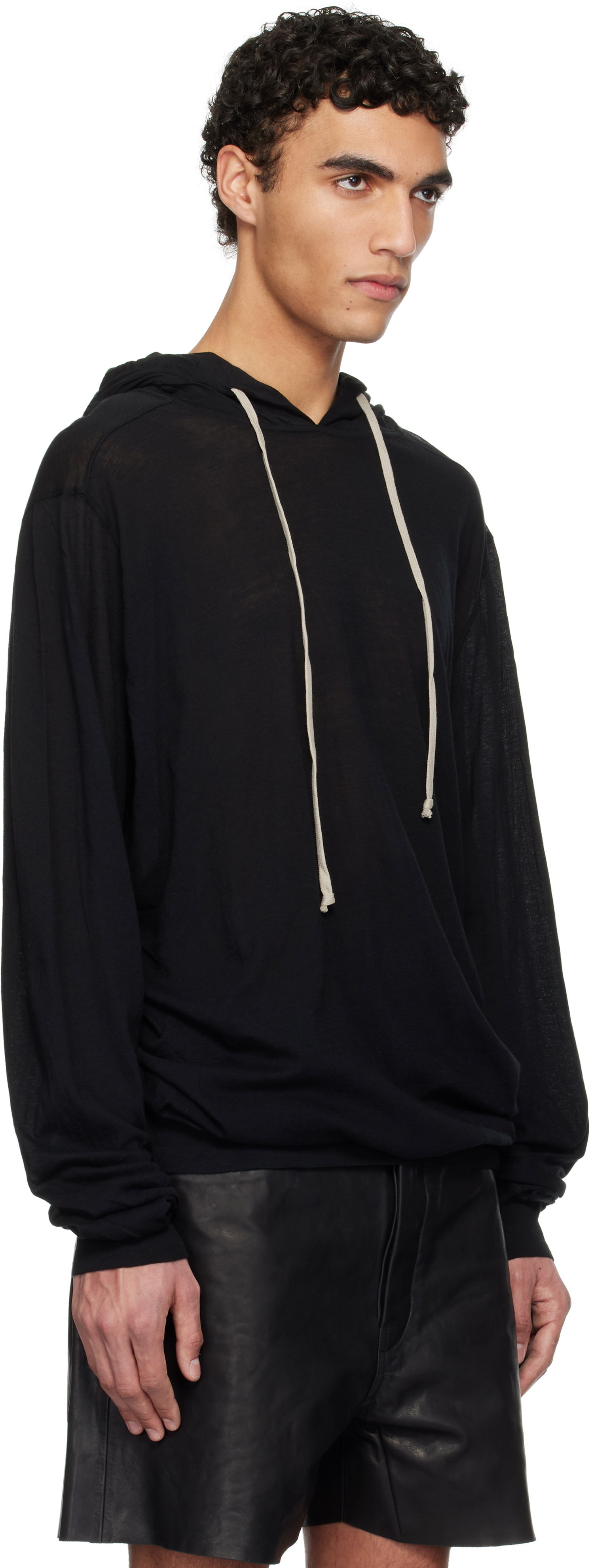 Mikina Rick Owens Rick Owens Hollywood Unstable Cotton Hoodie Čierna | RU01E5282 UC, 1