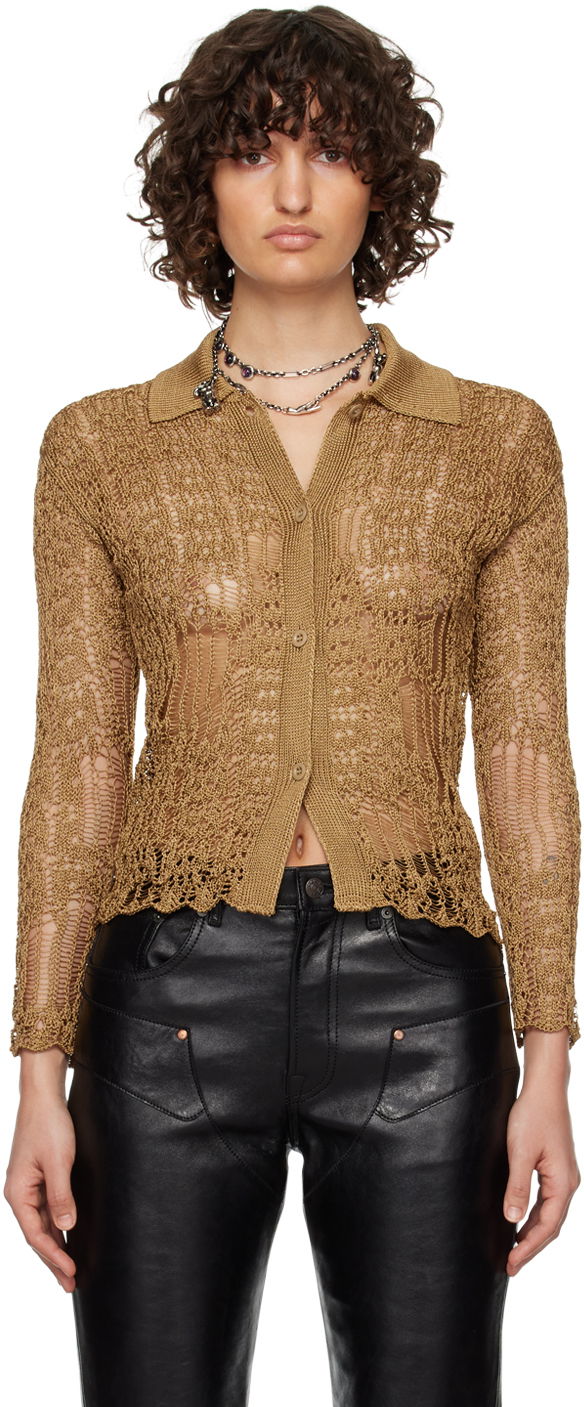 Sveter Acne Studios Semi-Sheer Cardigan Béžová | A60395-, 0