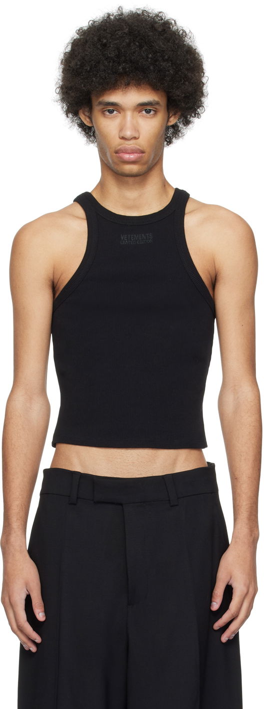 Tielko VETEMENTS Embroidered Tank Top Čierna | UE64TO140B, 0