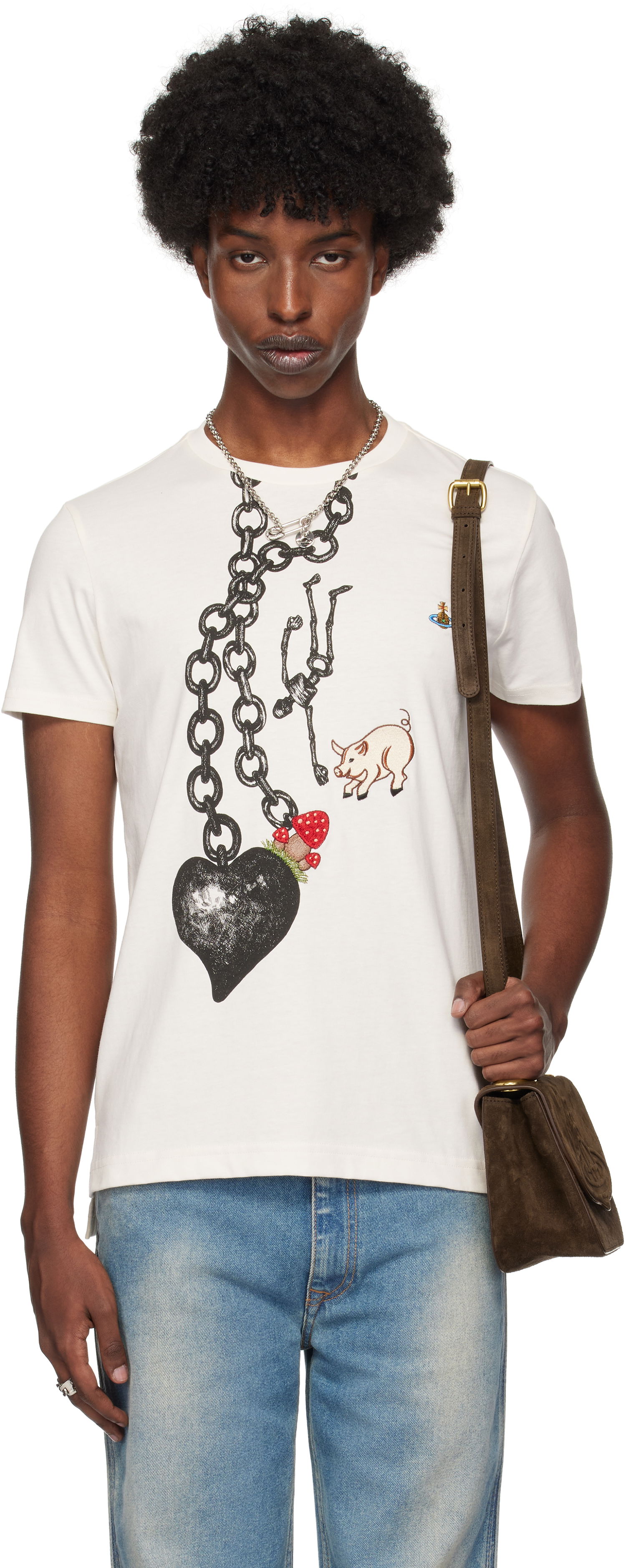 Tričko Vivienne Westwood Heart Chain Peru T-shirt Biela | 3G01002M-J001M-, 0
