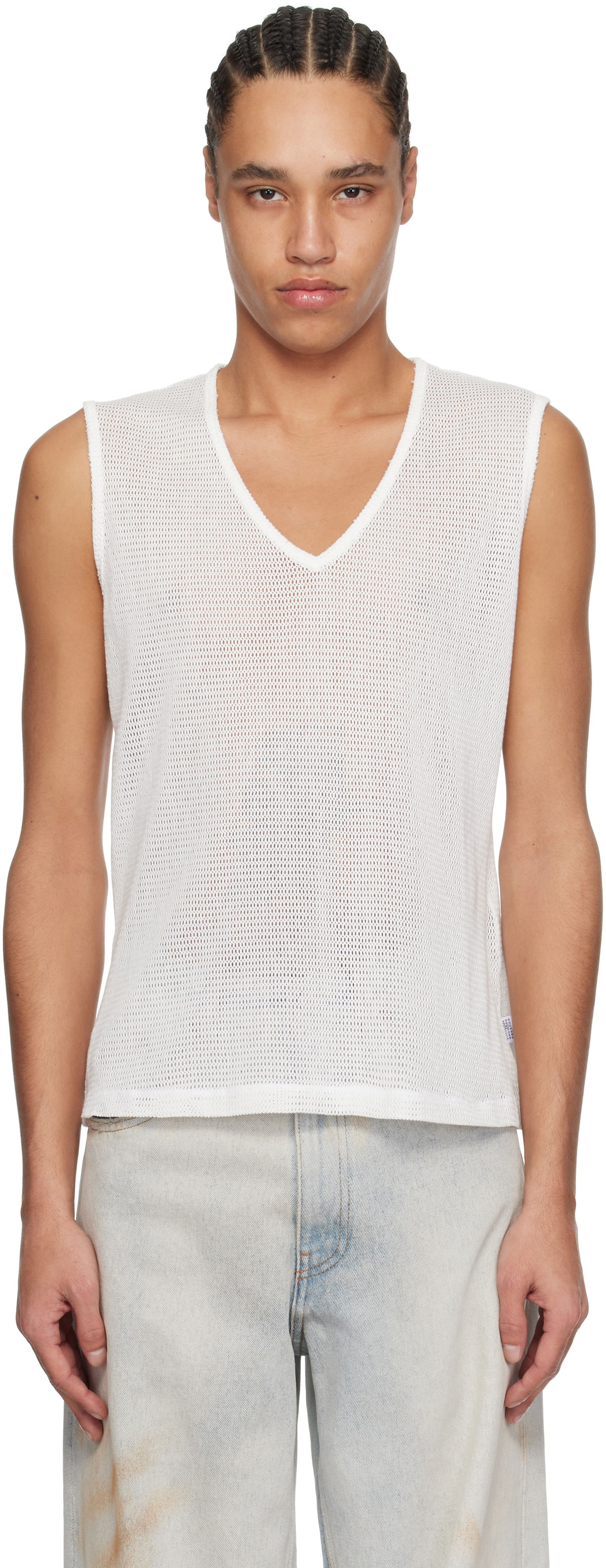Tielko Maison Margiela MM6 Maison Margiela V-Neck Tank Top Biela | SH2NL0008 M20111, 0