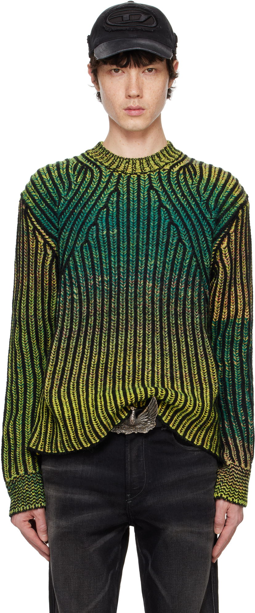 Šiltovka Diesel Knit Gradient Patterned Sweater Zelené | A15191-0QDAH-5KV