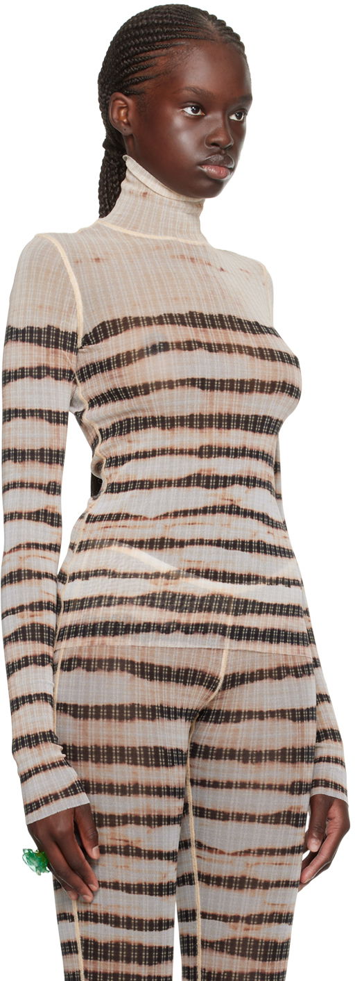 Sveter Jean Paul Gaultier Jean Paul Gaultier KNWLS Edition Striped Turtleneck Top Hnedá | 23/14-F-TO095-T535-0360, 1