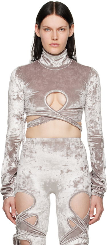 Tričko Ottolinger Ottolinger Velvet Wrap Turtleneck Top Šedá | 401703, 0