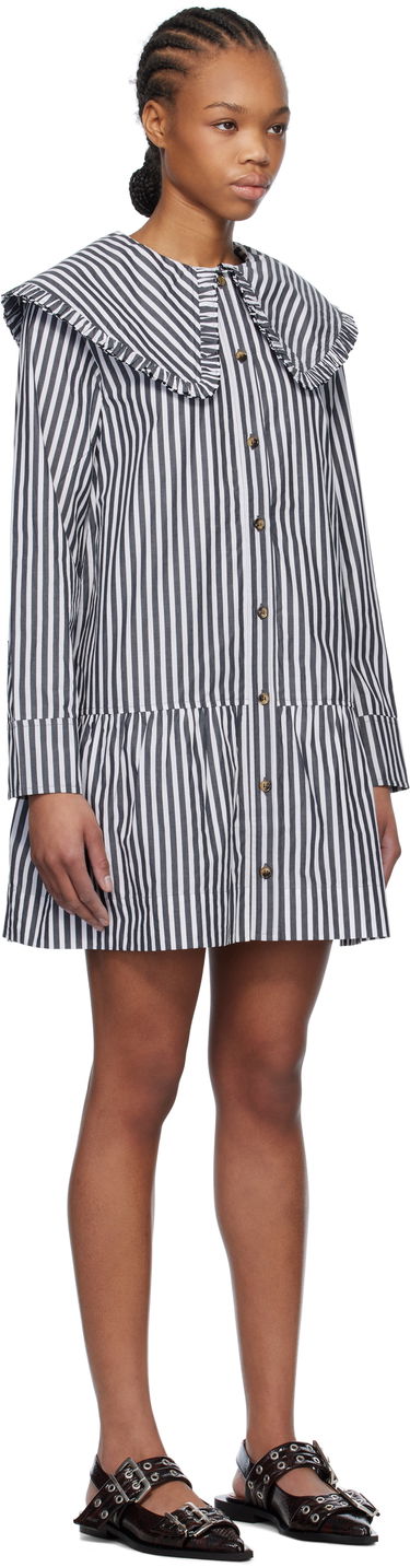 Šaty GANNI Ganni Striped Ruffle Collar Minidress Rôznofarebný | W0098, 1