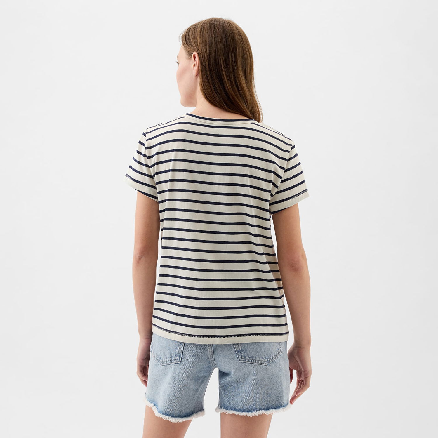 Tričko GAP Logo Slub Tee White Black Stripe Šedá | 871061-00, 1