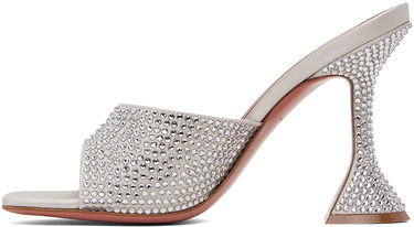 Starostlivosť o obuv Amina Muaddi Amina Muaddi Lupita Crystal Slipper Heeled Sandals Biela | LUPITA CRYSTAL SLIPPER CL SATIN, 2