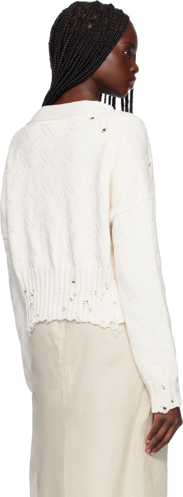 Sveter Marni Marni Distressed Cropped Cardigan Biela | CDMD0403A0 UFC658, 2