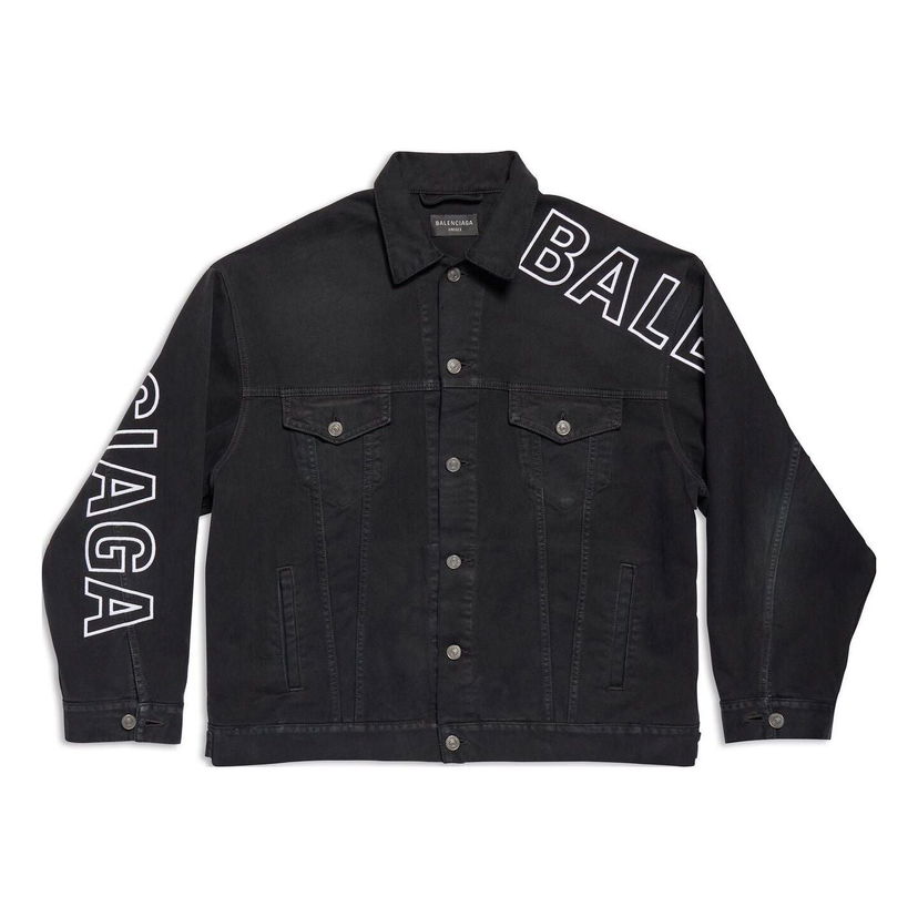 Bunda Balenciaga Outline Large Fit Denim Jacket Čierna | 767949TNW111672