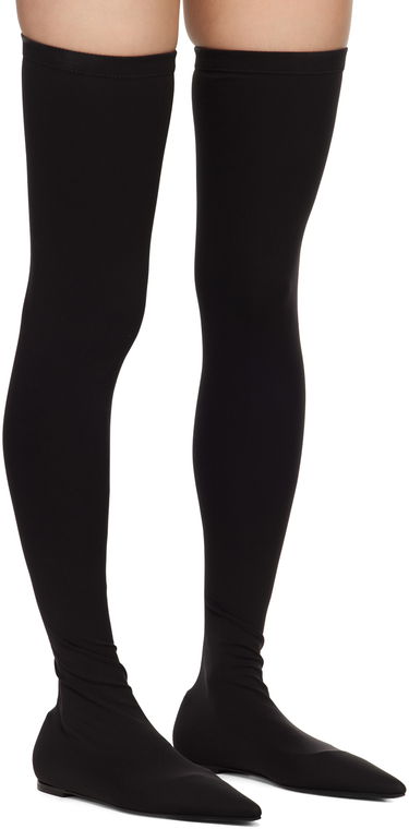 Tenisky a topánky Dolce & Gabbana Stretch Jersey Thigh-High Flats Čierna | CU1115 AV590, 3