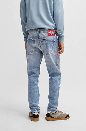 Džínsy BOSS Tapered-Fit Rigid Denim Jeans Modrá | 50537711, 1