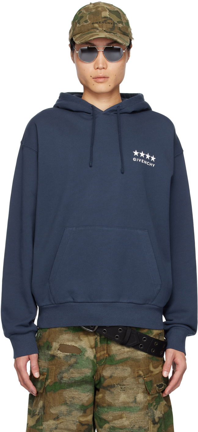 Mikina Givenchy 4G Hoodie Navy | BMJ0LA3YJ5402