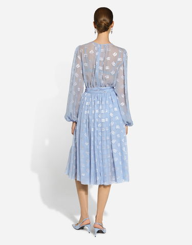 Šaty Dolce & Gabbana Silk Jacquard Calf-Length Dress Modrá | F6AOJTFJTBRF3981, 2