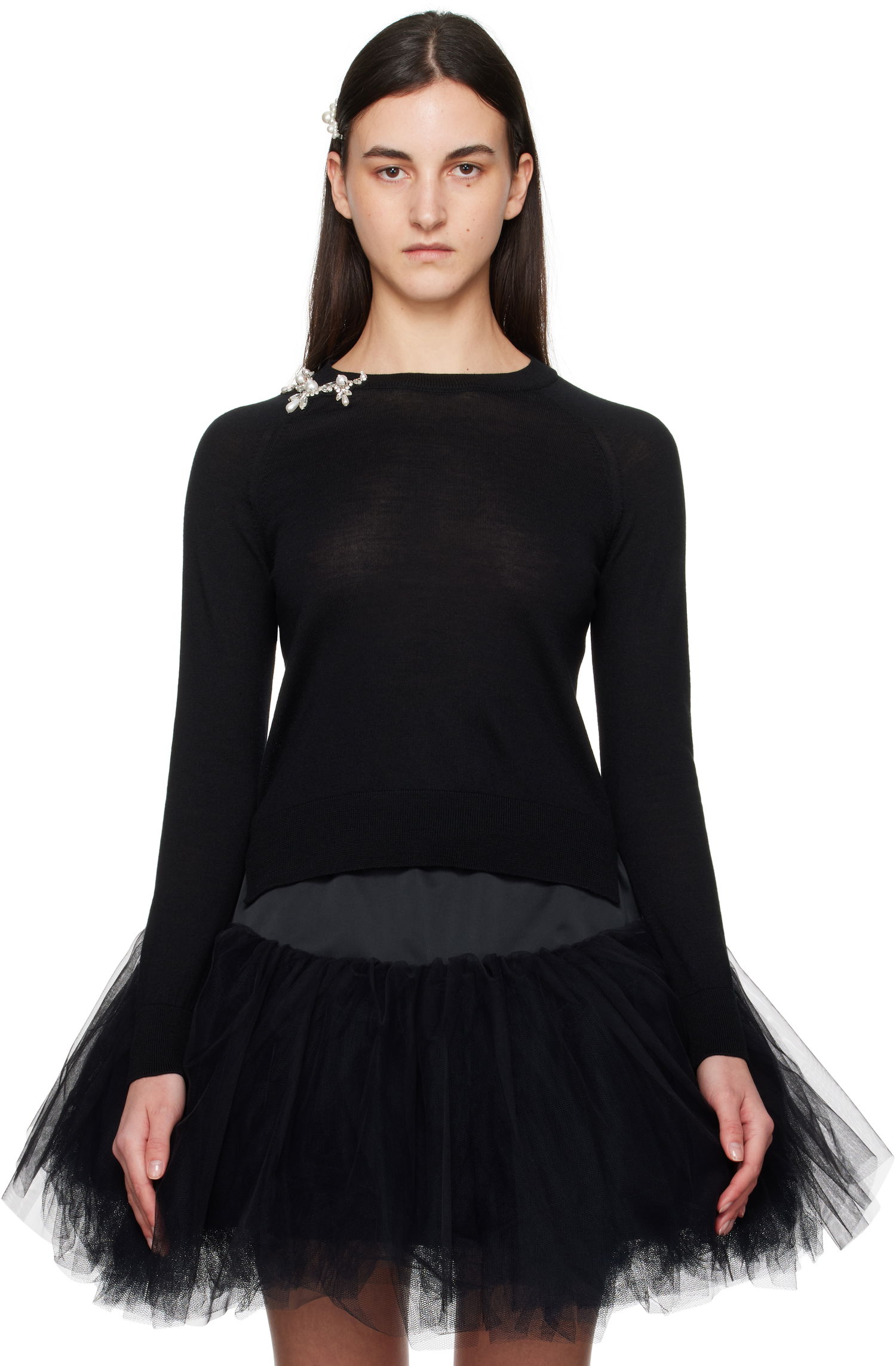 Sveter Simone Rocha Simone Rocha Classic Wool Pullover Čierna | KMK22B 0647, 0