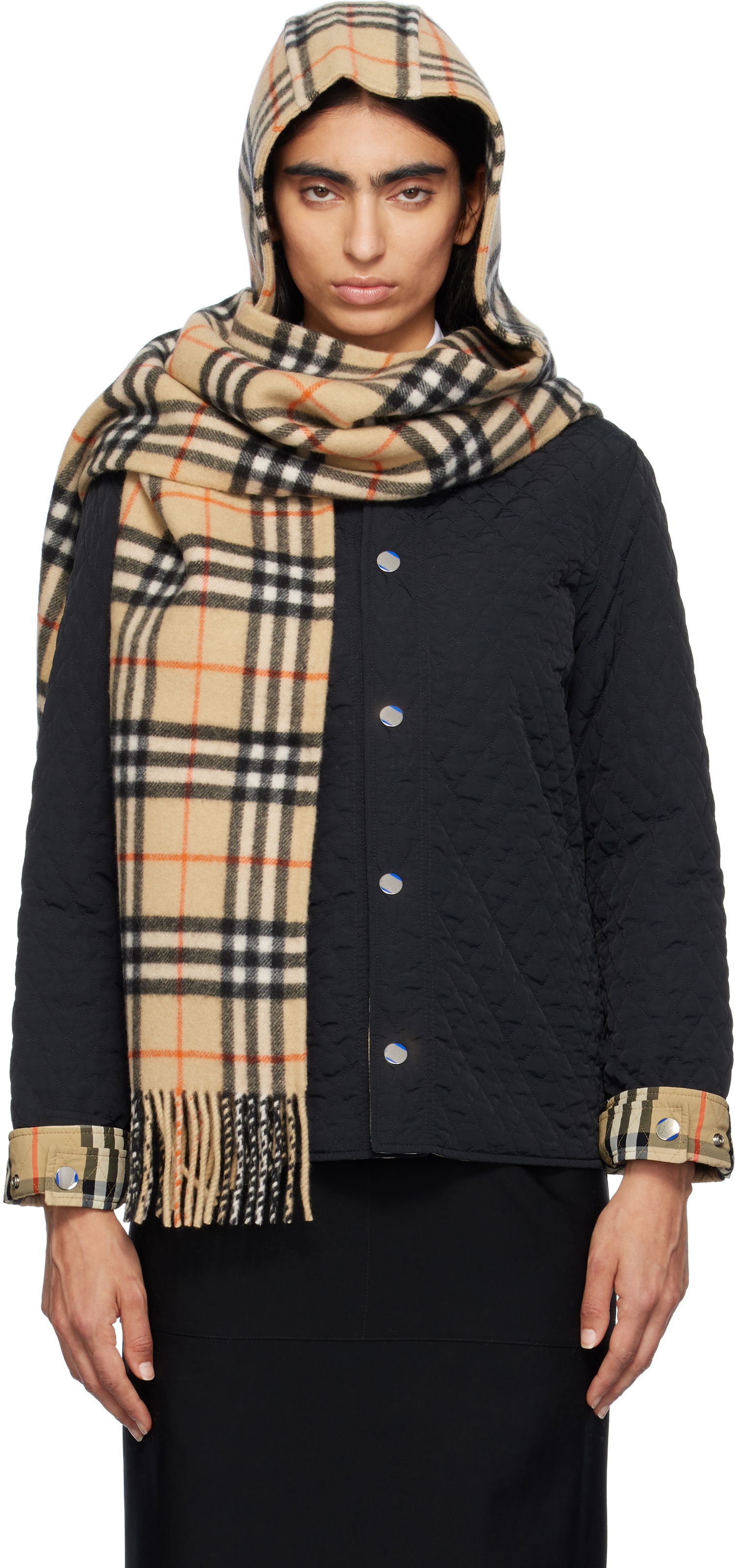 Šál Burberry Cashmere Hooded Scarf Béžová | 8097492, 0
