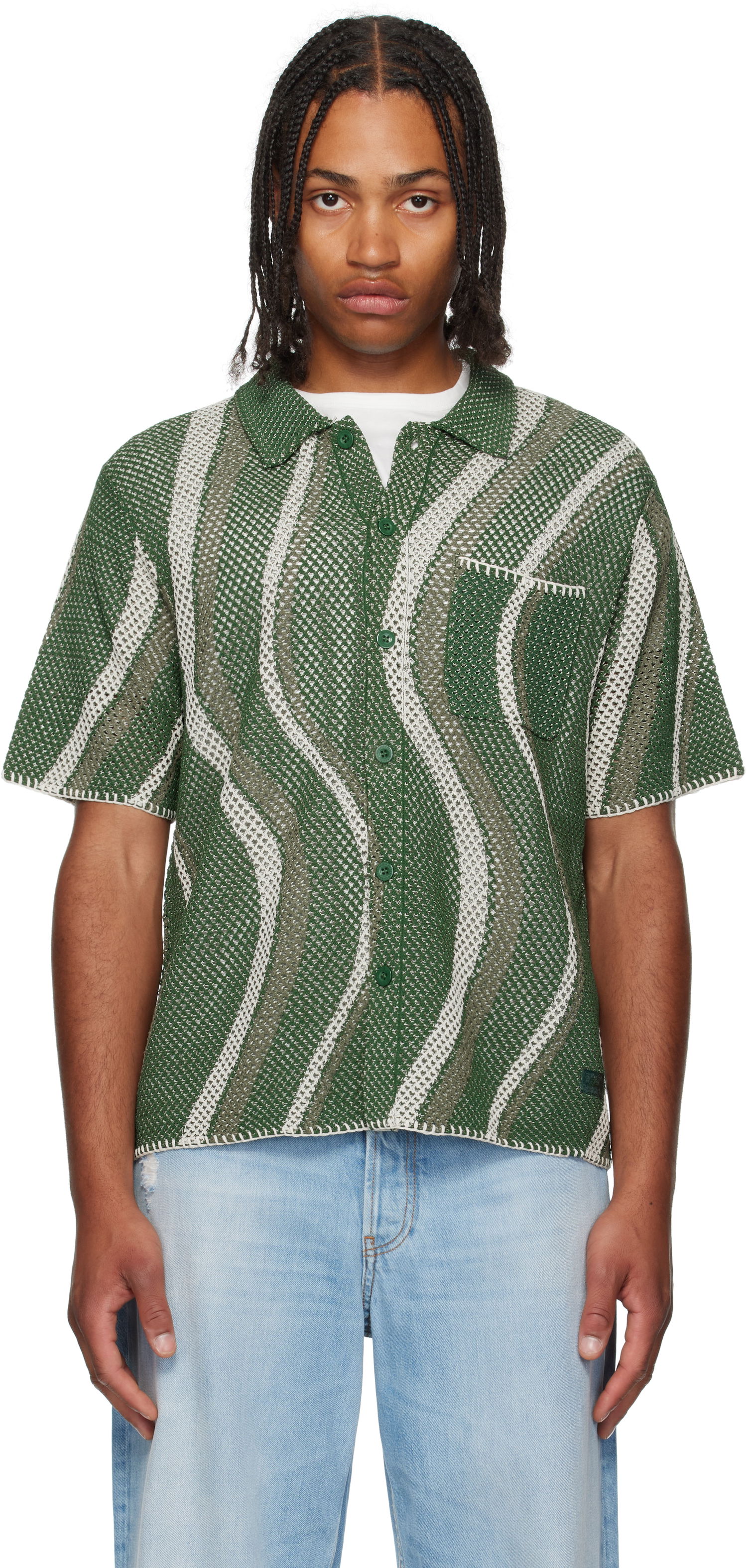 Košeľa Dime Dime Soleil Button Up Knit Shirt Zelené | DIMESU257GRN, 0