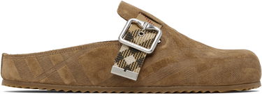 Oblečenie Burberry Burberry Check Suede Urchin Clogs Hnedá | 8113393, 0