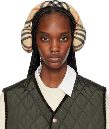 Šál Burberry Burberry Check Wool Earmuffs Béžová | 8105109, 0