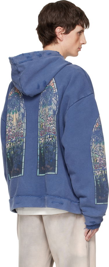 Mikina Who Decides War Who Decides War Faded Distressed Stained Glass Print Hoodie Modrá | 1110190010FW25, 2