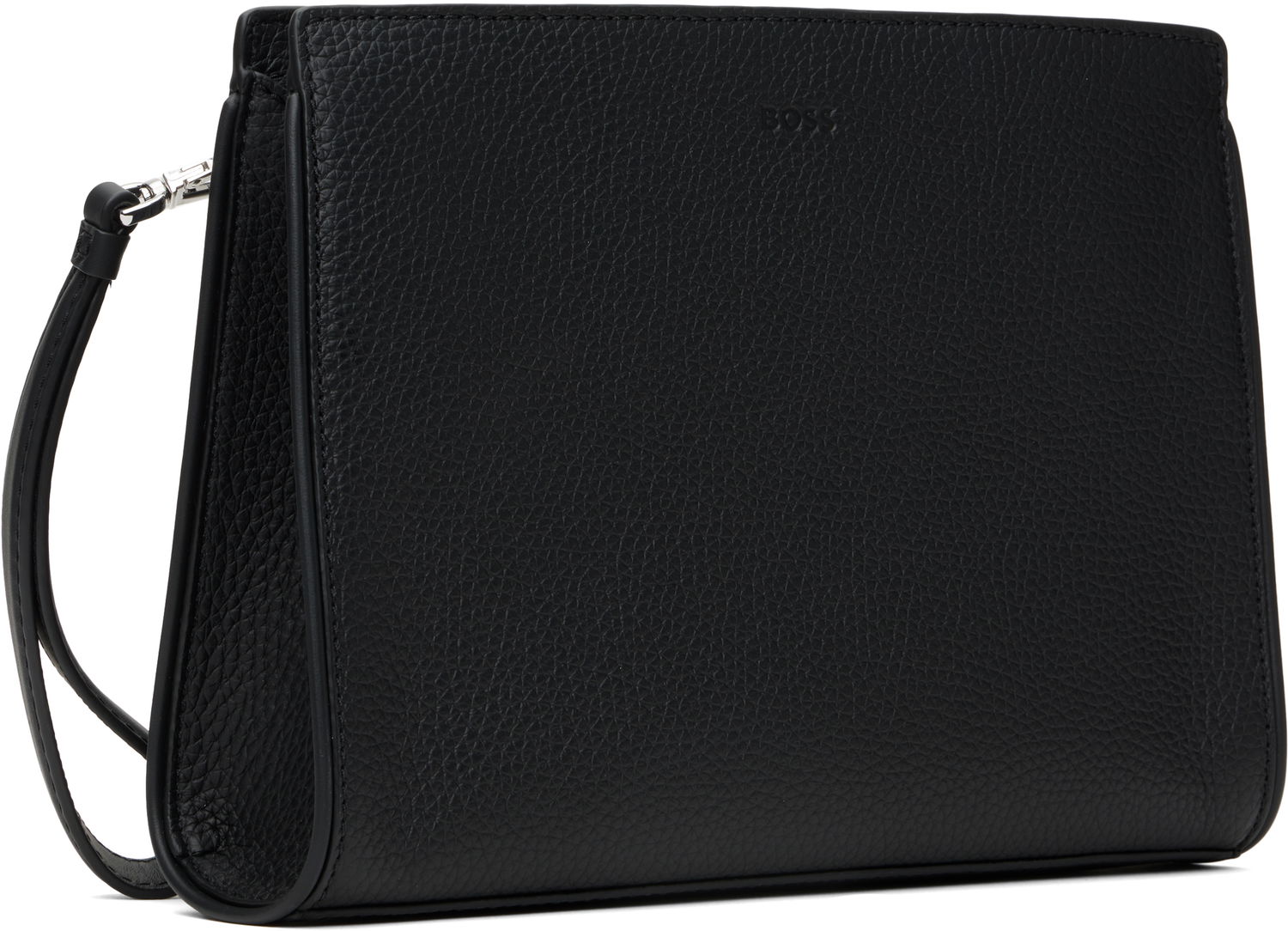 Peňaženka BOSS BOSS Pebble-Grained Leather Wristlet Pouch Čierna | 50548170, 1