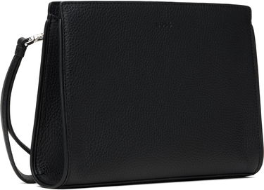 Peňaženka BOSS BOSS Pebble-Grained Leather Wristlet Pouch Čierna | 50548170, 1