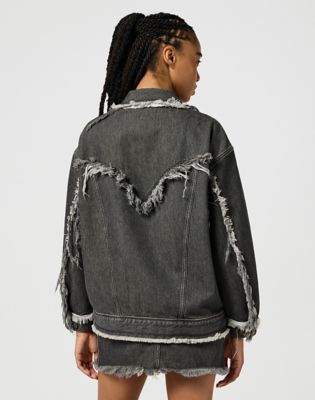 Bunda Wrangler Wrangler Icon Era Fray Denim Jacket XS Čierna | 112356496:XS, 0