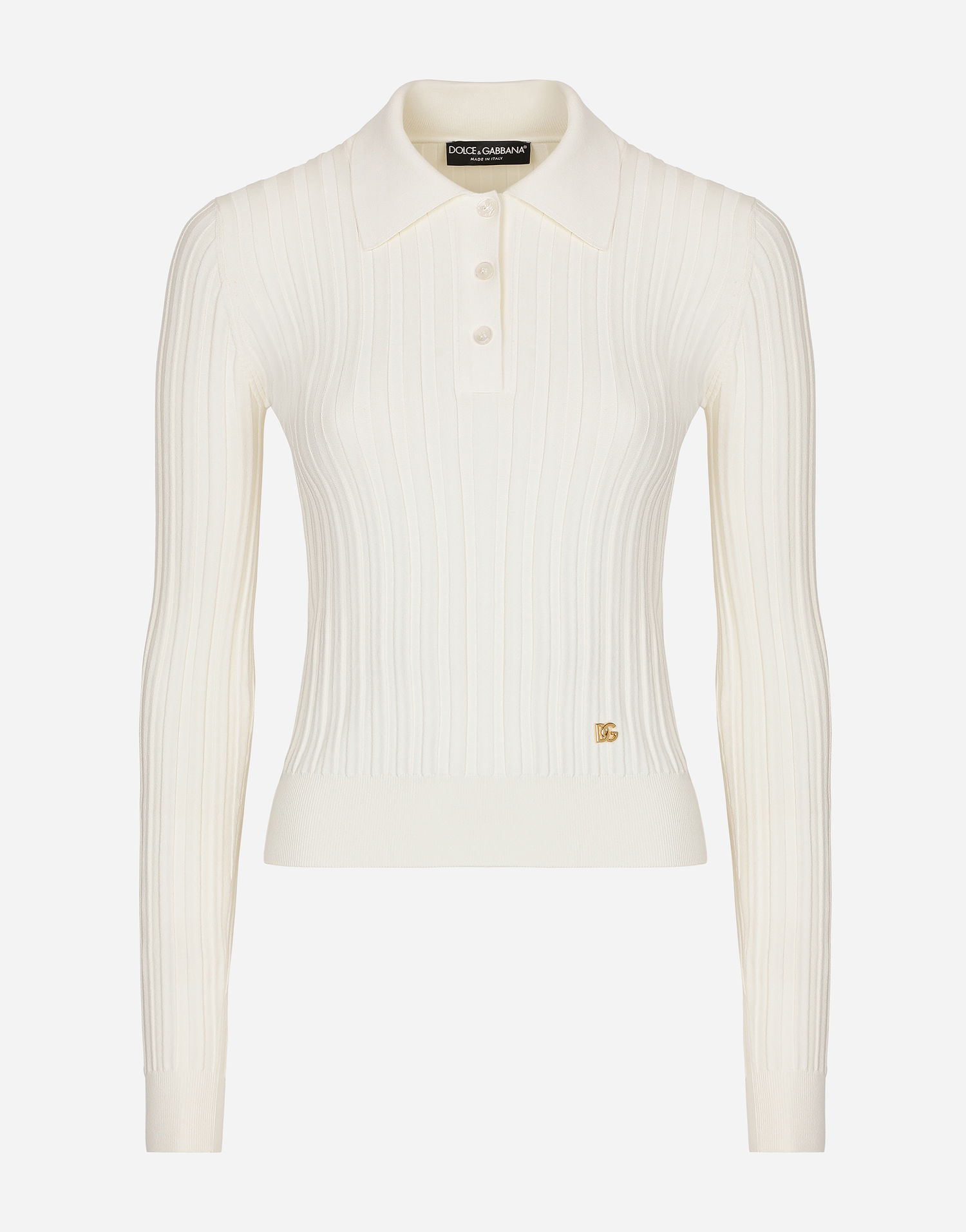 Polo tričko Dolce & Gabbana Cropped Ribbed Viscose Polo Shirt Biela | FXZ02TJDMA2W0800, 0