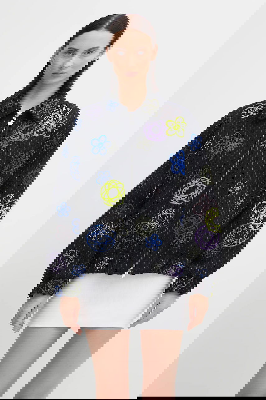 Bomber bunda KENZO Futura Embroidered Textured Bomber Jacket Čierna | FF62BL2409GM, 0