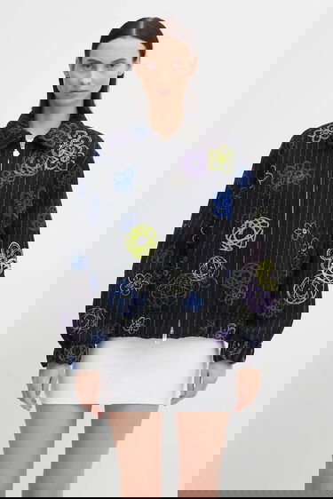 Bomber bunda KENZO Futura Embroidered Textured Bomber Jacket Čierna | FF62BL2409GM, 0