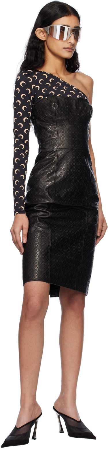 Šaty Marine Serre Marine Serre Moonogram Embossed Leather Midi Dress Čierna | WDR315A RLEA0021, 3