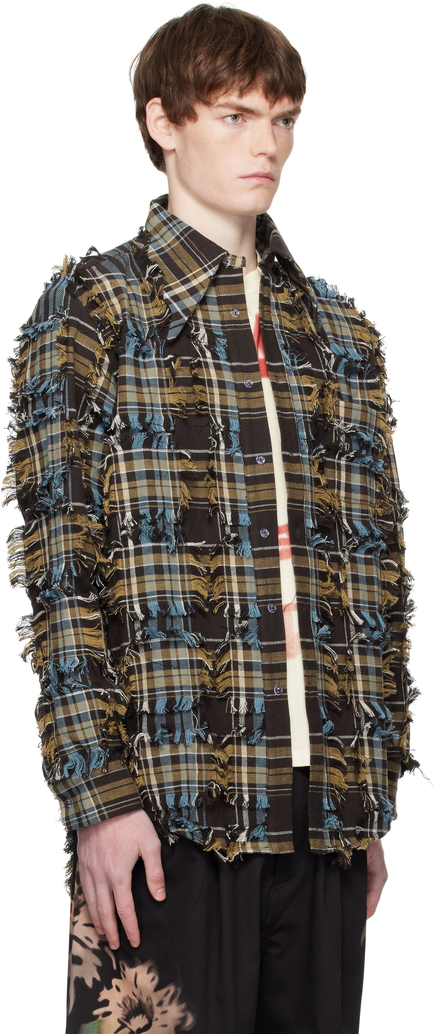 Košeľa Collina Strada Collina Strada Frayed Plaid Button-Up Shirt Hnedá | XX3063-B, 1