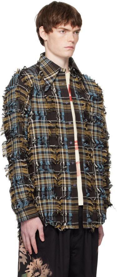 Košeľa Collina Strada Collina Strada Frayed Plaid Button-Up Shirt Hnedá | XX3063-B, 1