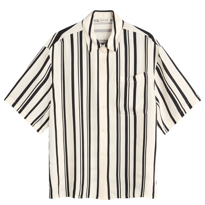 Košeľa Anine Bing Anine Bing Coco Short Sleeve Stripe Shirt, Size Large Rôznofarebný | A-07-11268-MTL95