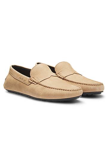 Tenisky a topánky BOSS Nubuck Leather Loafers with Driver Sole Béžová | 50548116, 0