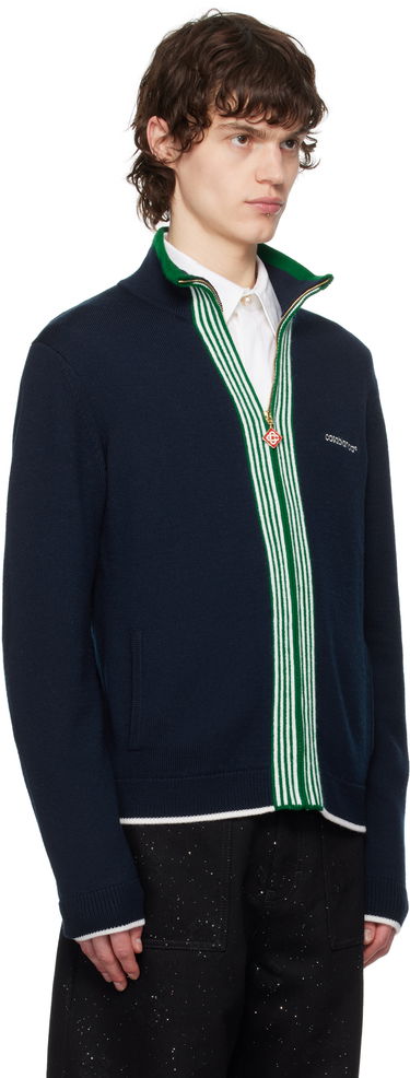Sveter Casablanca Casablanca Knit Tennis Track Sweater Navy | MPS25-KW-845-01, 1