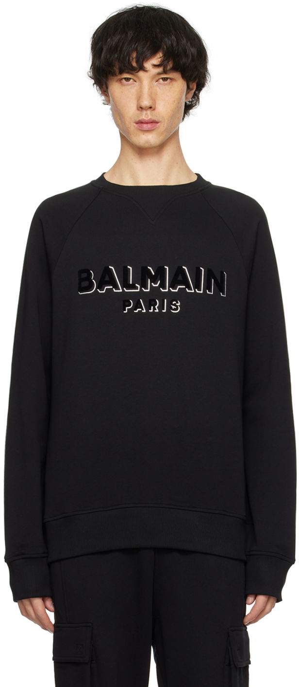 Mikina Balmain Metallic Flocked Sweatshirt Čierna | CH1JQ005BB99, 0