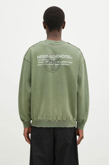 Mikina Neighborhood NEIGHBORHOOD Crewneck Sweatshirt with Distressing and Graphic Print Zelené | 242OKNH.CSM01, 2