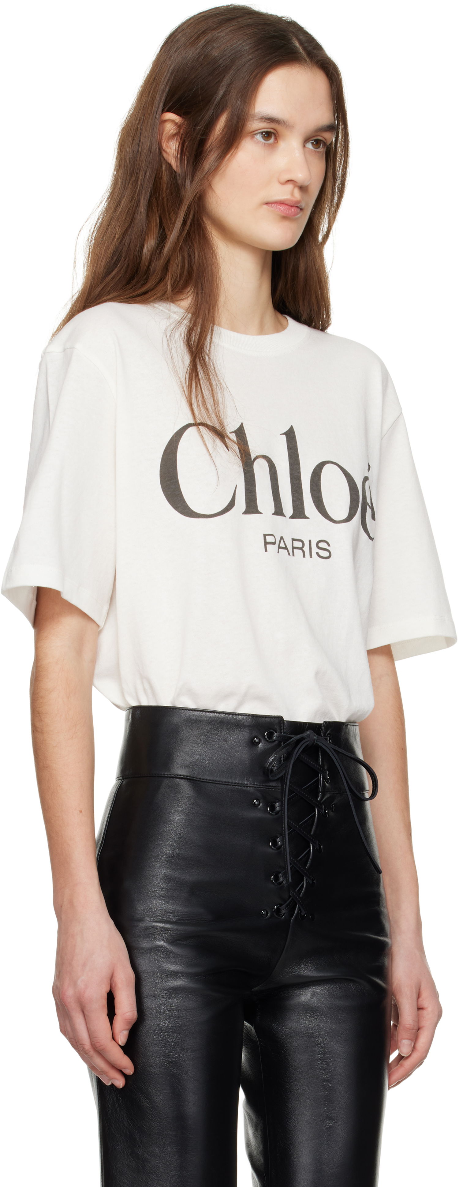 Tričko CHLOÉ Chloé Oversized Logo T-Shirt Biela | CH25SJH20191, 1