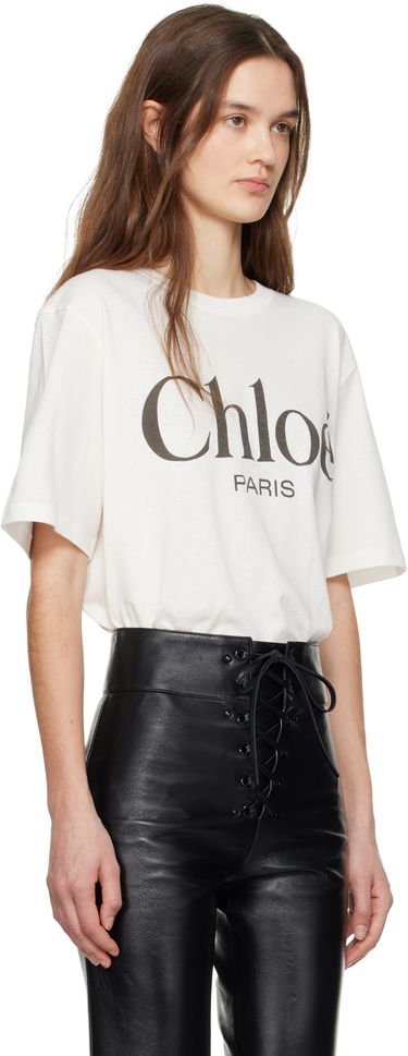 Tričko CHLOÉ Chloé Oversized Logo T-Shirt Biela | CH25SJH20191, 1