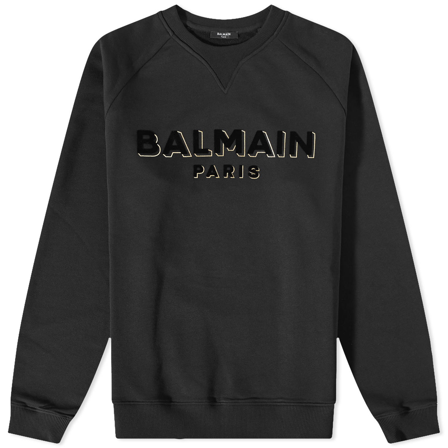 Mikina Balmain Flock & Foil Paris Logo Crew Sweat Čierna | BH1JQ005BB99-EGO, 0