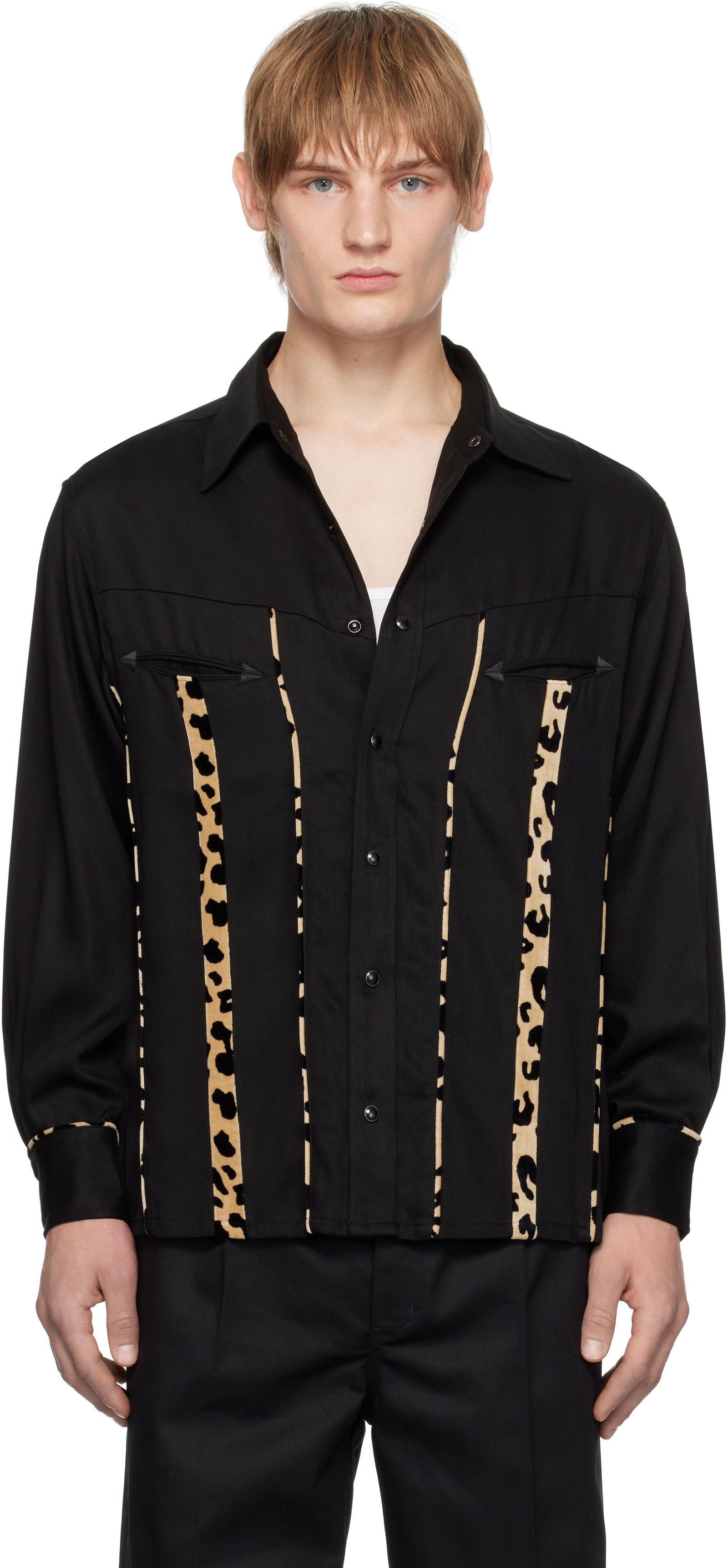 Black Leopard Print Western Shirt