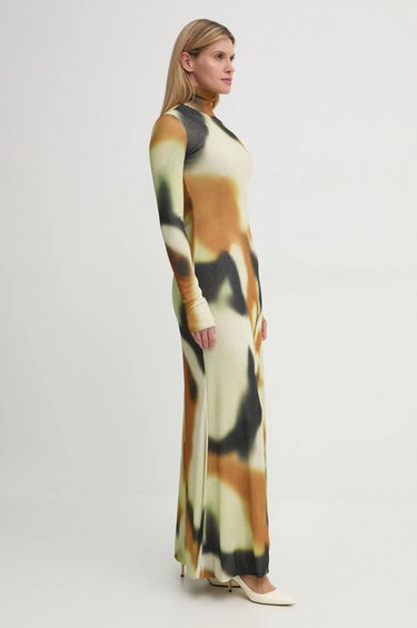 Šaty Nanushka Maxi Abstract Print Turtleneck Dress Béžová | NW24FWDR32976, 1