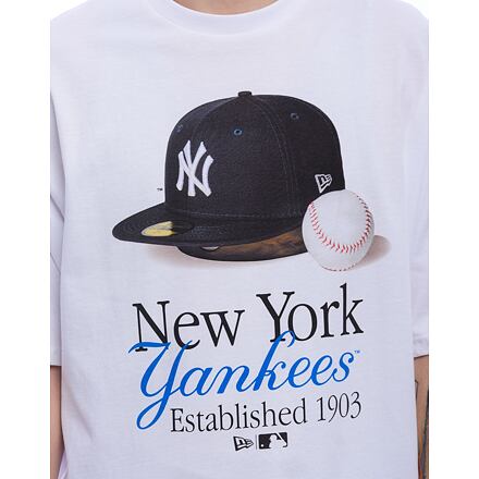 Tričko New Era New Era MLB NY Yankees Script Graphic Tee Biela | 60596279, 1