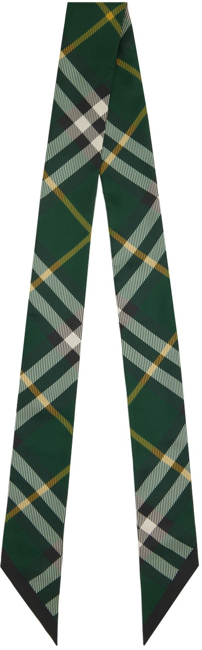 Šál Burberry Skinny Check Silk Scarf Zelené | 8083298, 0