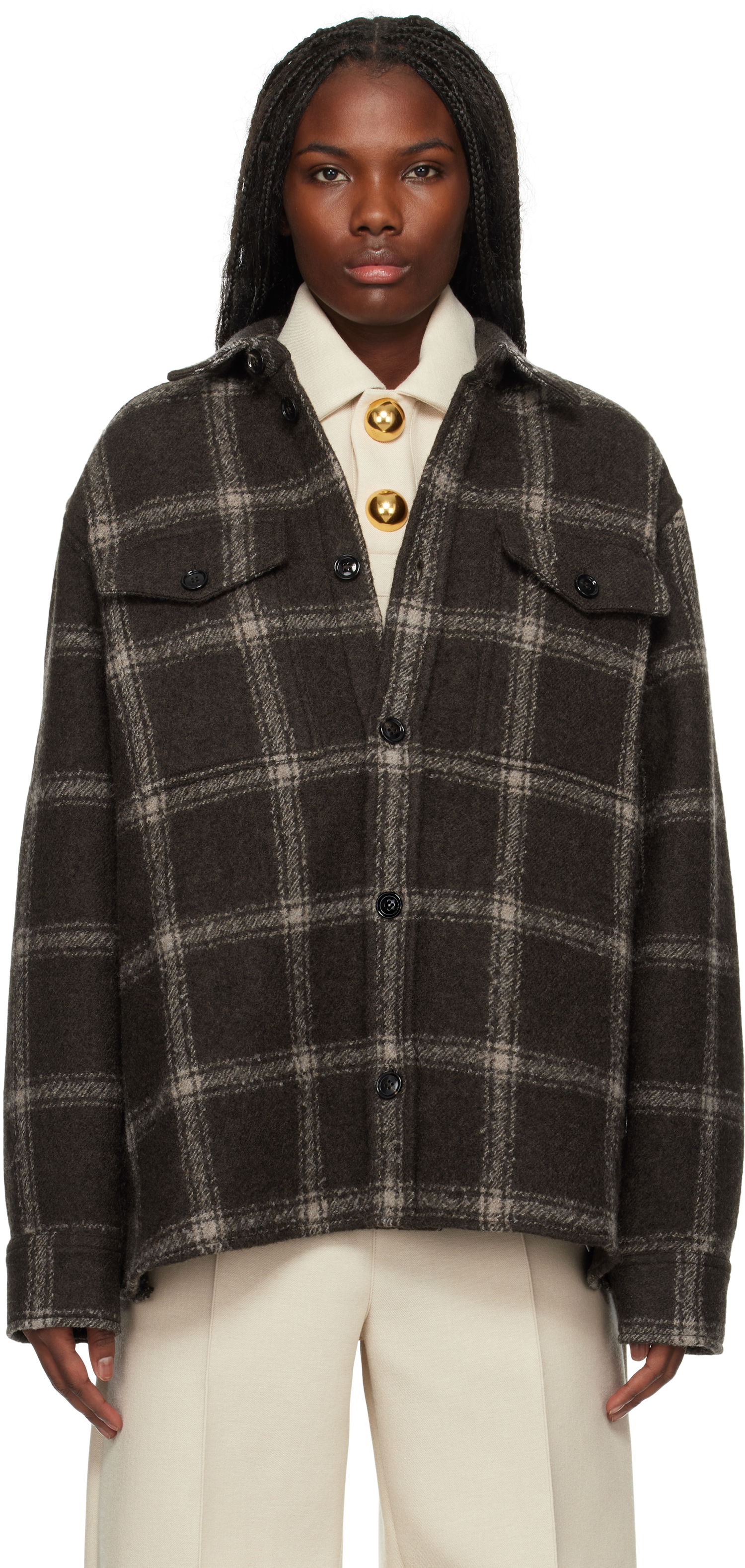 Košeľa AMI Overshirt Chest Pocket Hnedá | UJK244.WO0001, 0