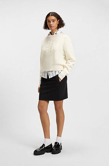 Sukňa BOSS Terry Short Skirt with Drawcord Čierna | 50536965, 1