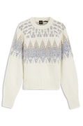 Crewneck Wool-blend Sweater with Geometric Jacquard Pattern