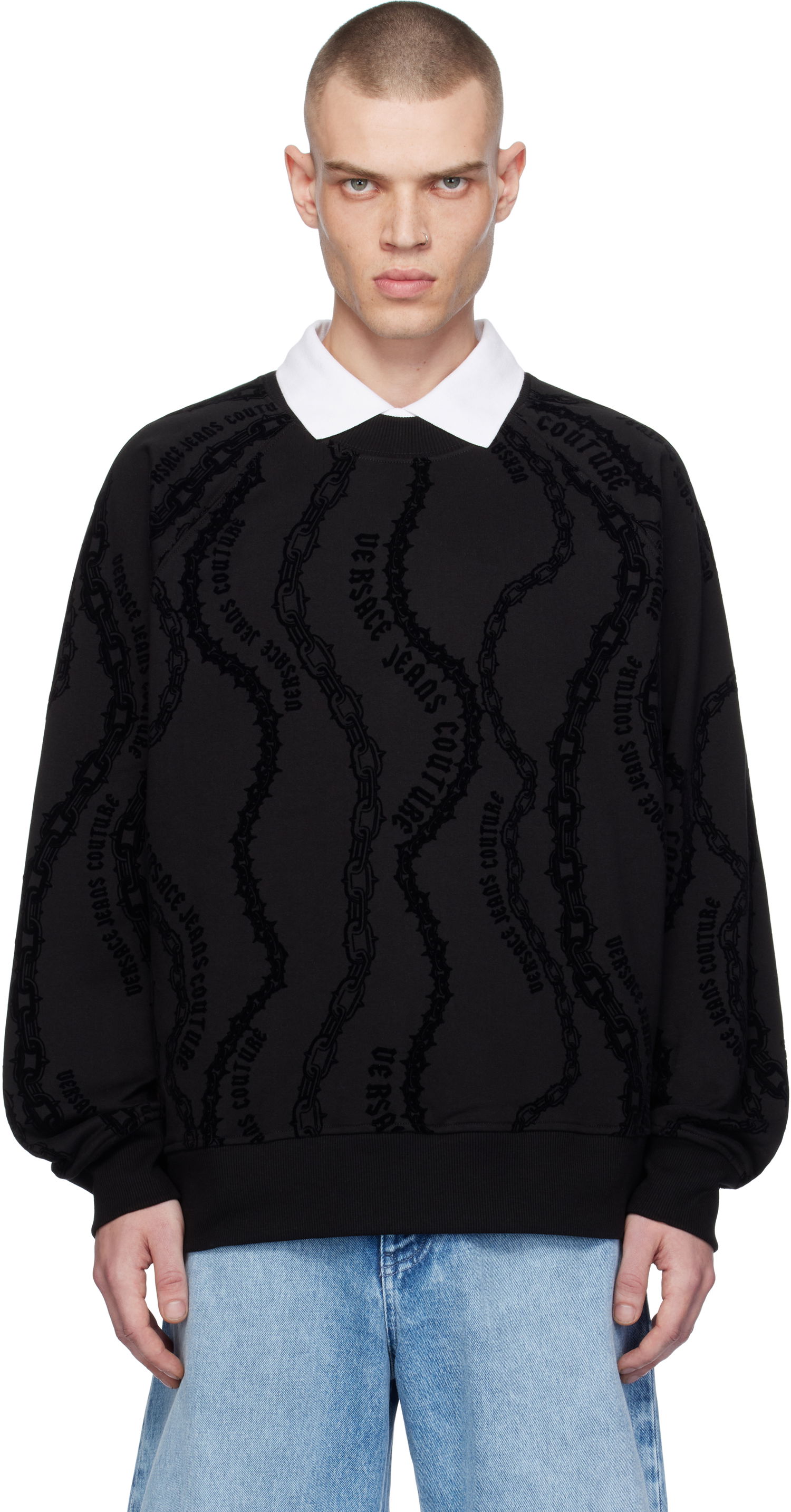 Mikina Versace Chain Couture Sweatshirt Čierna | E77GAI3X0_EFS176, 0