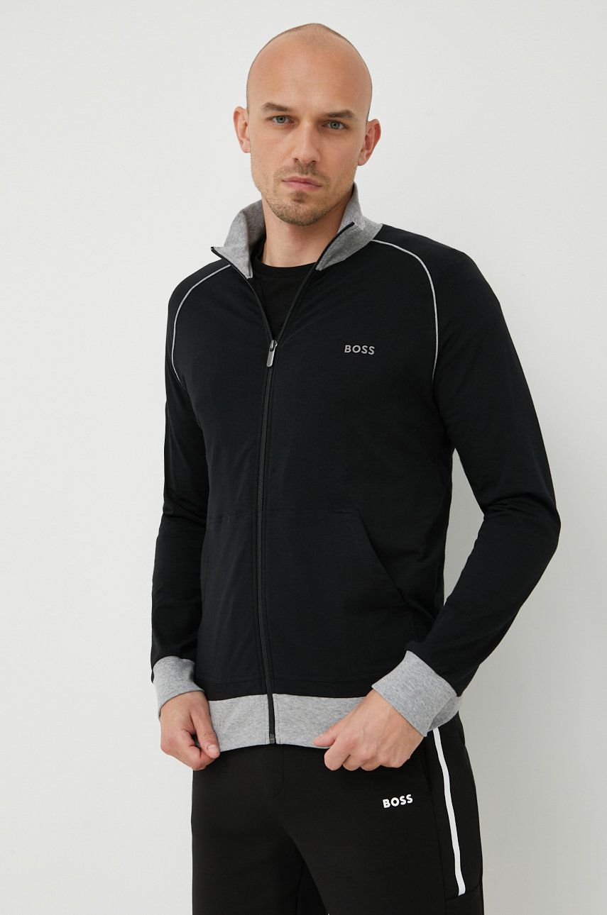 Mikina BOSS Strech Cotton Jacket Zip-Up Čierna | 50469548, 0
